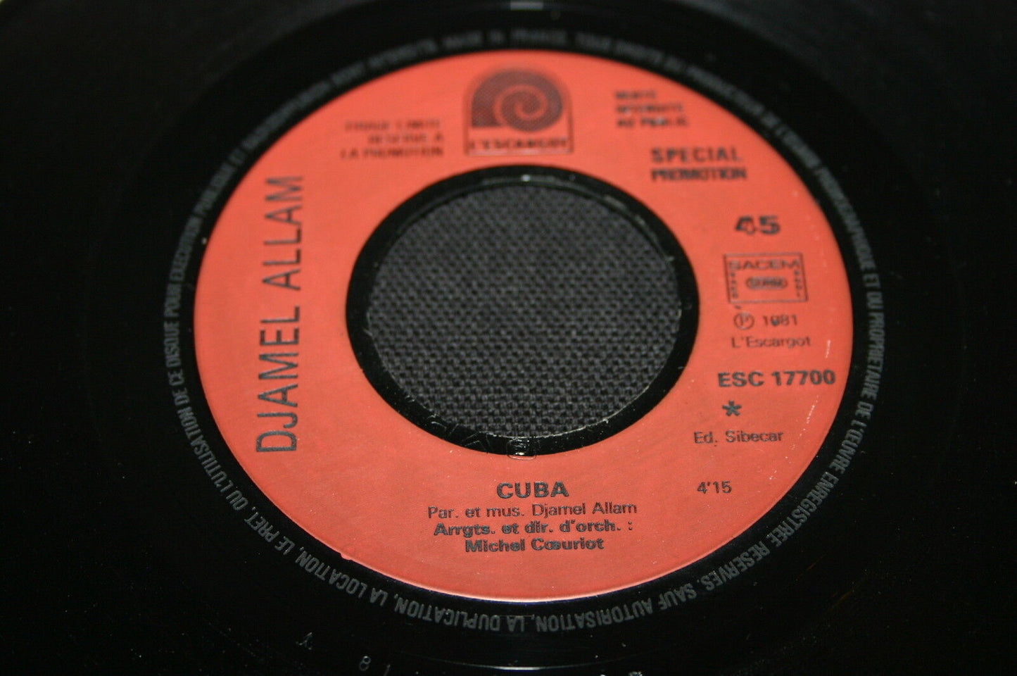 DJAMEL ALLAM SP 45T 7" CUBA 1981 PROMO