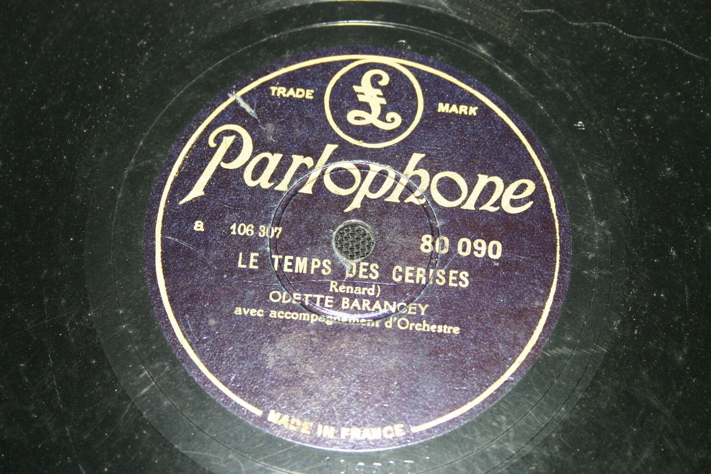 ODETTE BARANCEY 78T THE TIME OF CHERRIES / WHITE LILAC PARLOPHONE