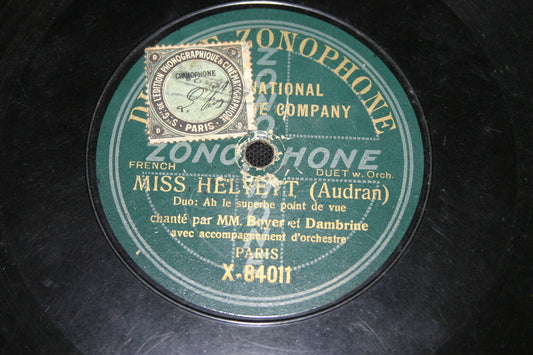 MM BOYER et DAMBRINE   78T   MISS HELYETT / GENEVIEVE DE BRABANT   ZONOPHONE