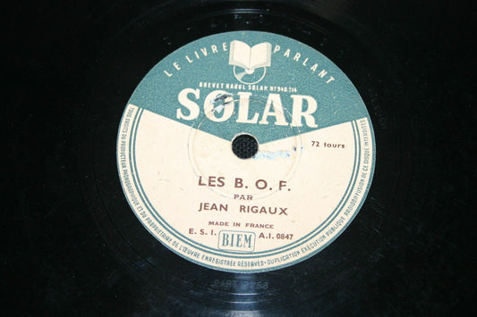 JEAN RIGAUX   78T   LES B.O.F. / LA BOMBE ATOMIQUE   SOLAR