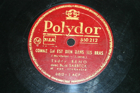 TEDDY RENO avec BORIS SARBECK   78T   SOUS LE CIEL BLEU DE CATARI