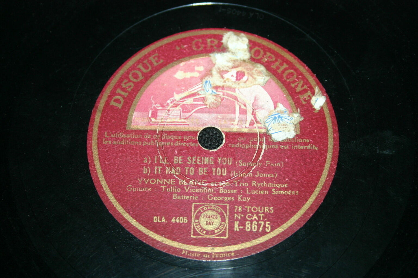 YVONNE BLANC and her RHYTHM TRIO 78T I'LL BE SEEING YOU
