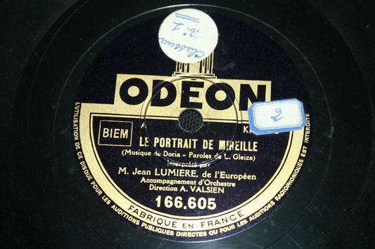 JEAN LUMIERE   78T   LE PORTRAIT DE MIREILLE / C'EST POUR VOUS QUE JE CHANTE