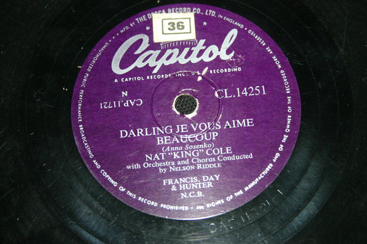 NAT KING COLE   78T   DARLING JE VOUS AIME BEAUCOUP / THE SAND AND THE SEA