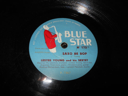 LESTER YOUNG and his SEXTET   78T   ON THE SUNNY SIDE OF THE STREET   BLUE STAR