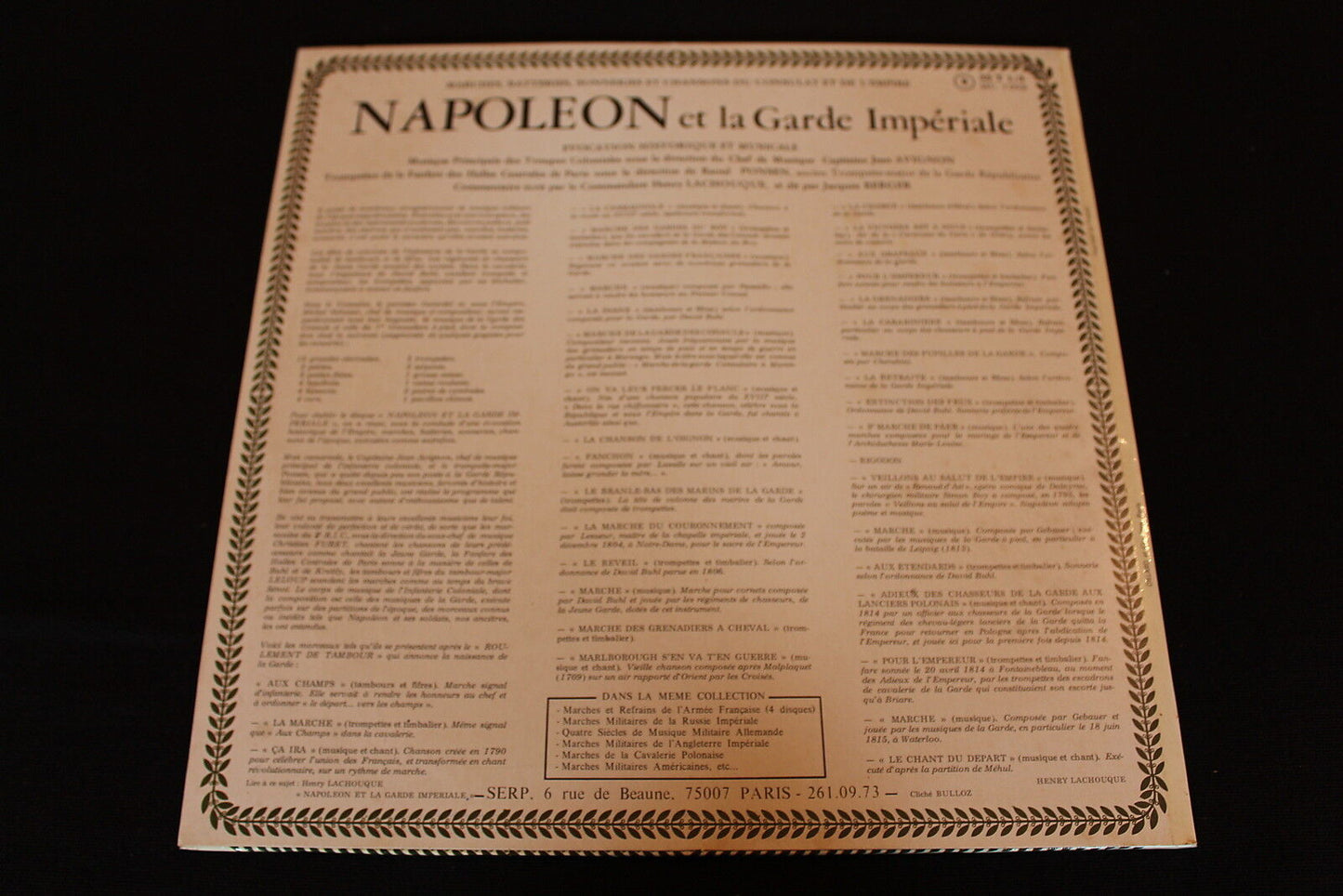 NAPOLEON ET LA GARDE IMPERIALE LP 33T 12" SERP MC 7008