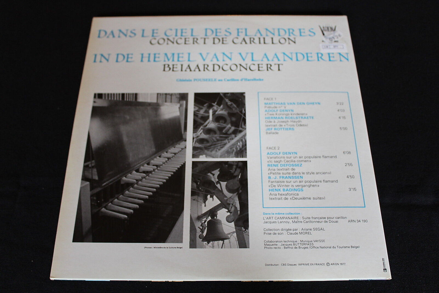 DANS LE CIEL DES FLANDRES CONCERT DE CARILLON LP 33T 12" ARION 34383 1977