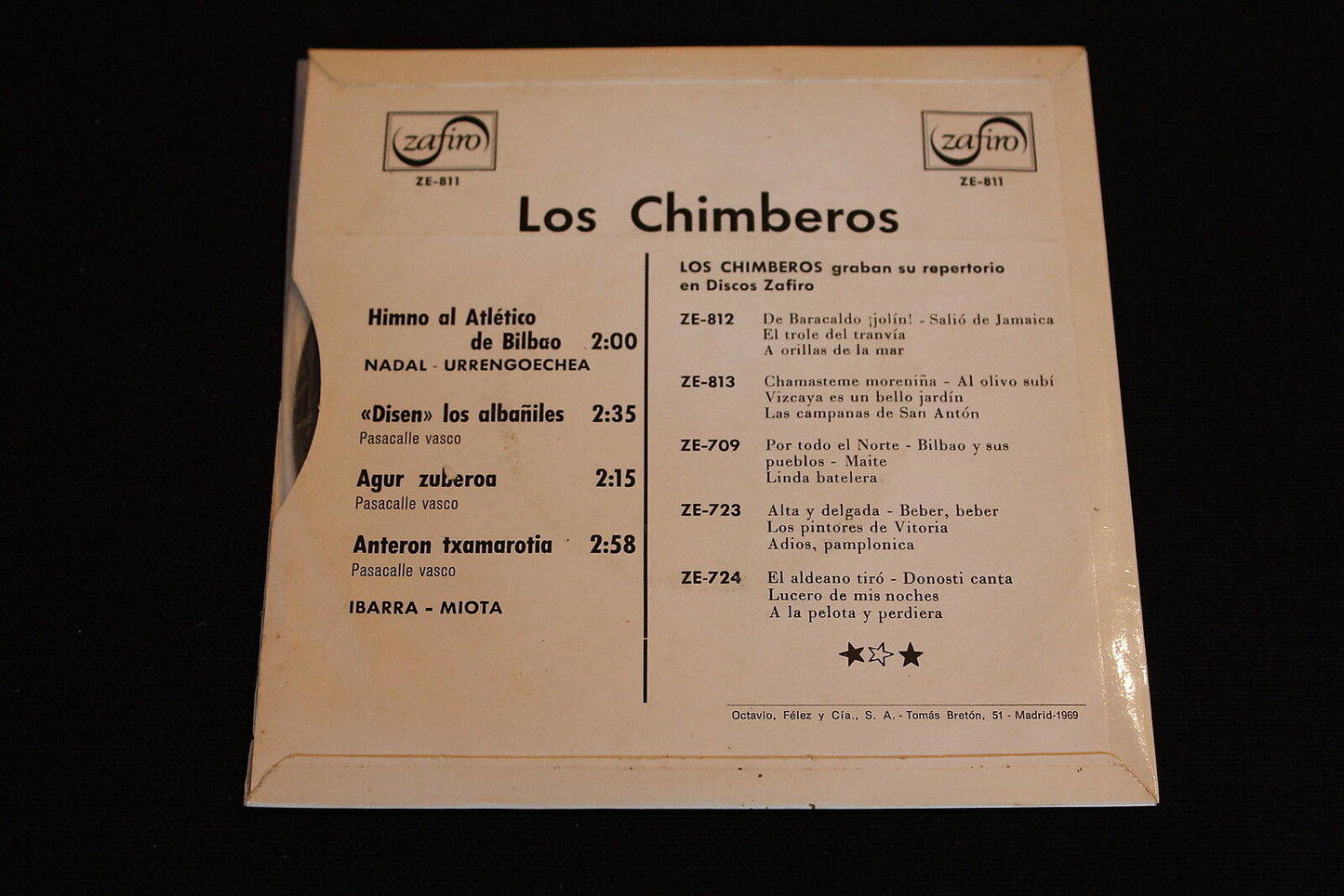 LOS CHIMBEROS ZAFIRO ZE 811 EP 45T 7"