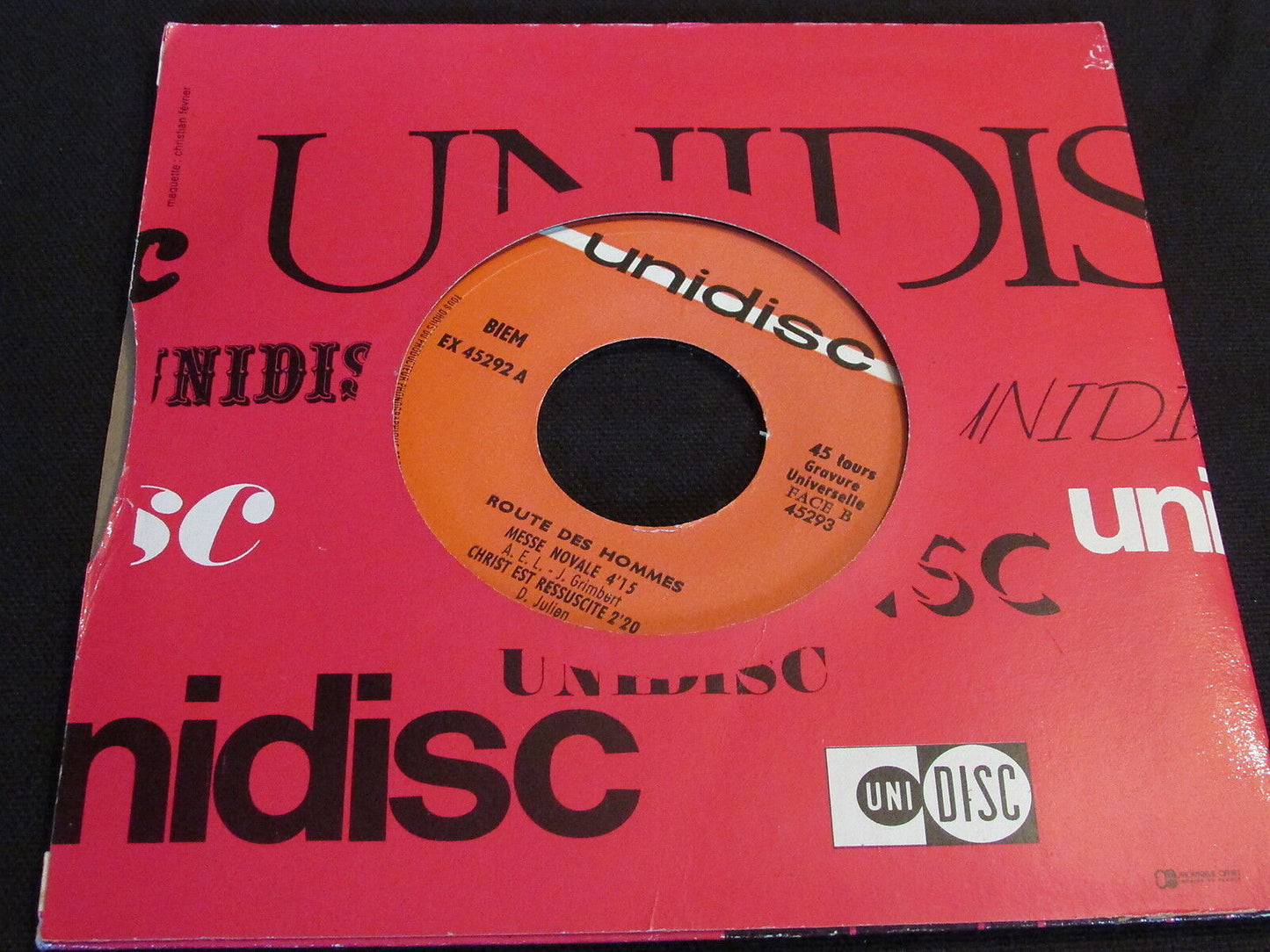 ROUTE DES HOMMES EP 45T 7" UNIDISC 45292