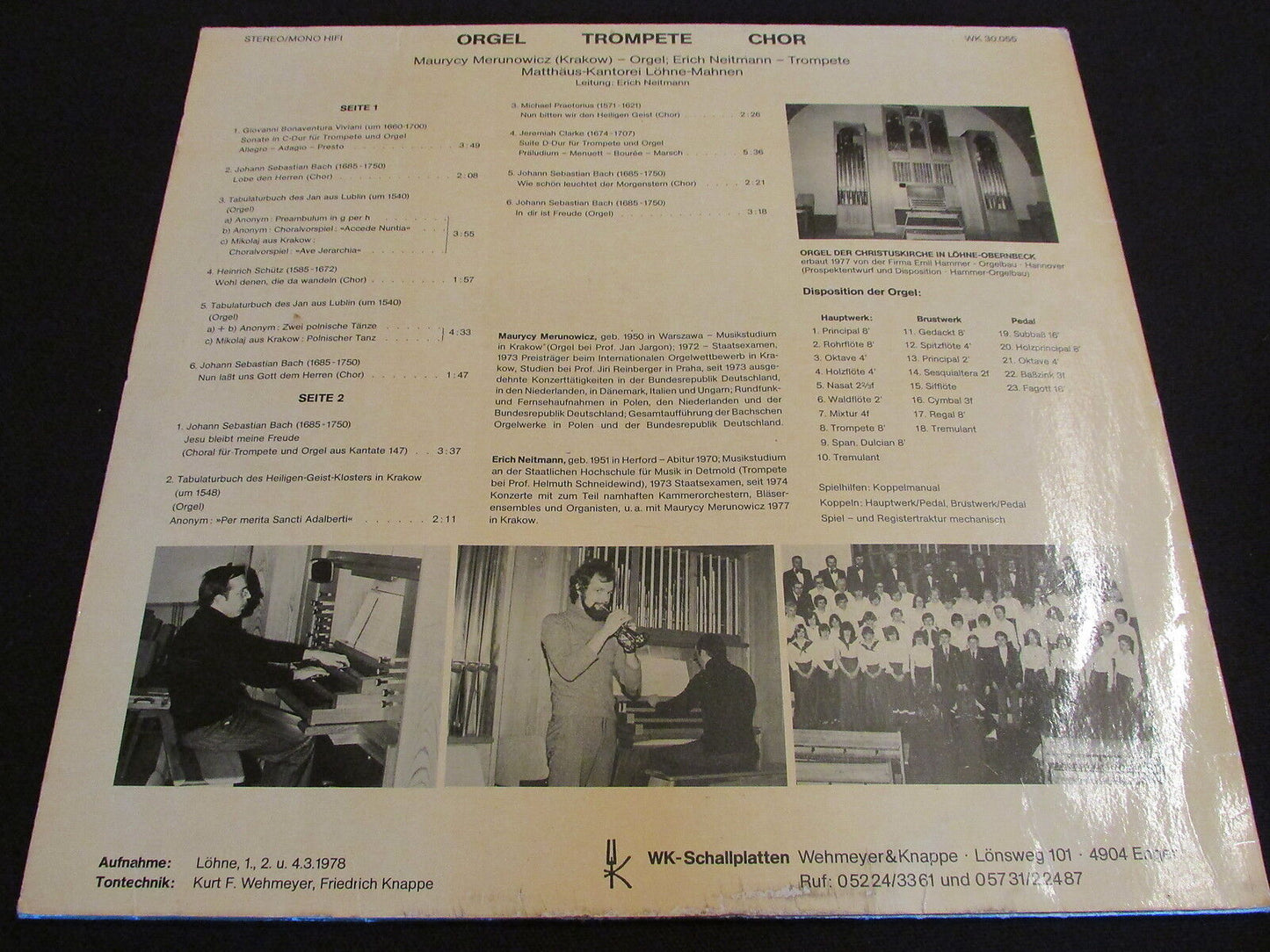 MAURYCY MERUNOWICZ / ERICH NEITMANN ORGEL TROMPETE CHOR LP 33T 12"