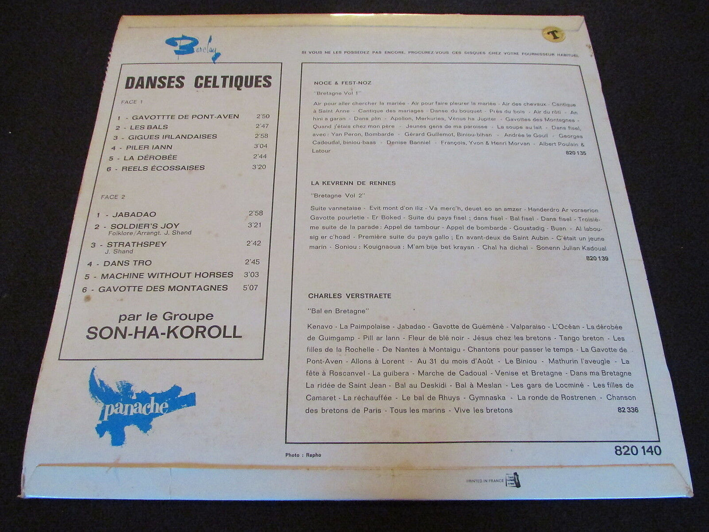 CELTIC DANCES SON-HA-KOROLL PANACHE 820140 LP 33T 12"