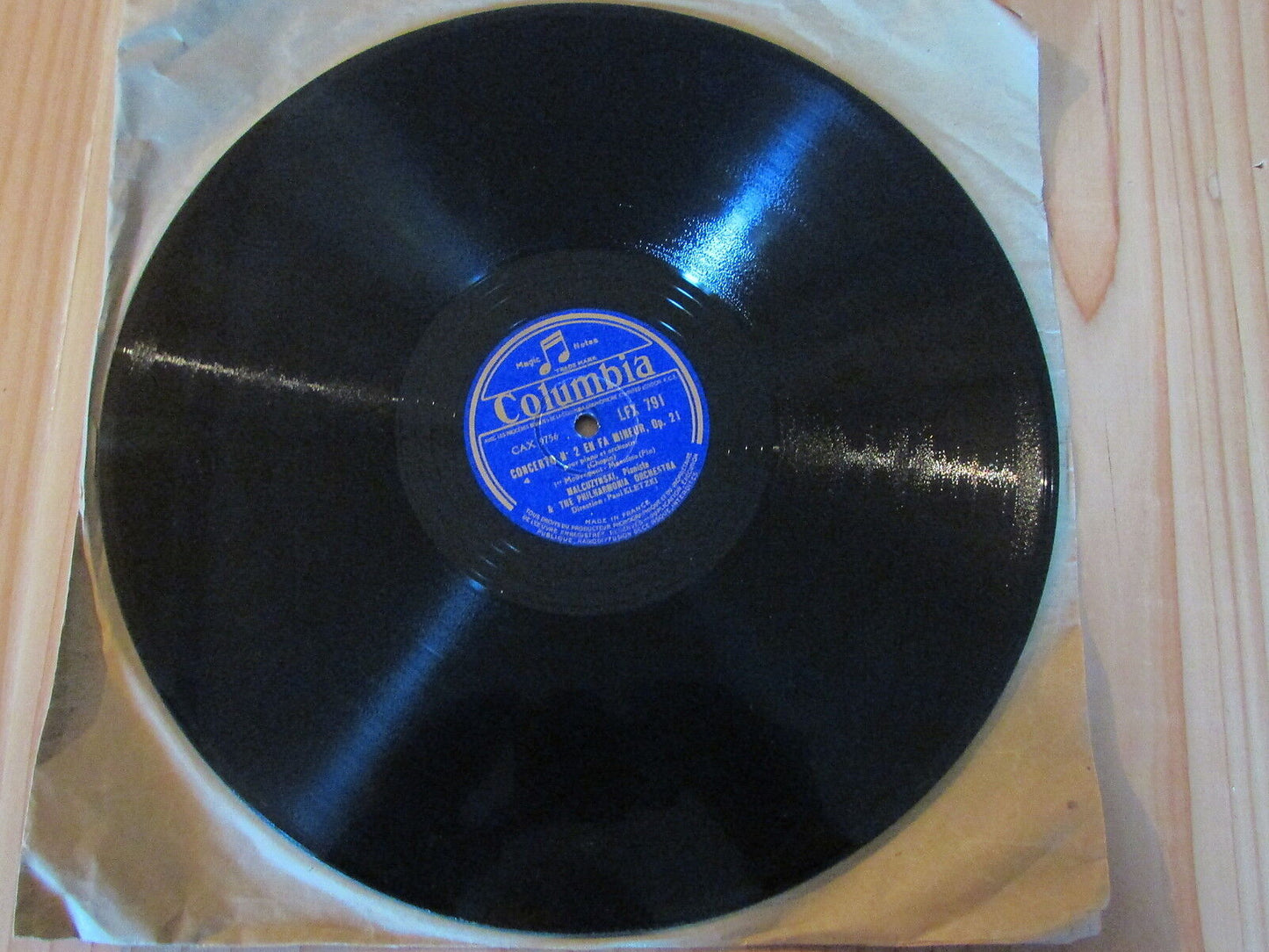 MALCUZYNSKI PAUL KLETZKI CHOPIN CONCERTO N°2 LOT 4 x 78T COLUMBIA