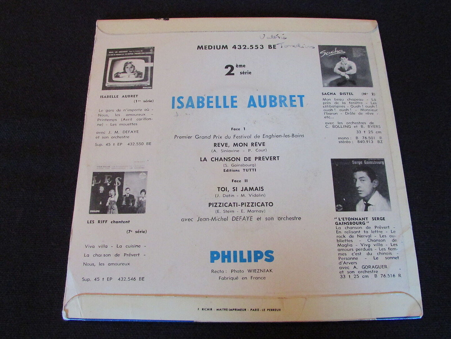 ISABELLE AUBRET EP 45T 7" REVE, MON REVE PHILIPS