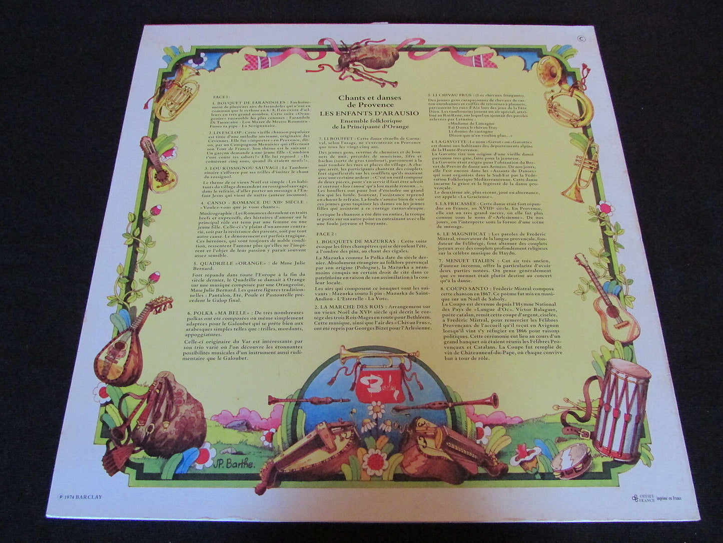 LA PROVENCE CHANTS ET DANSES LES ENFANTS D'ARAUSIO BARCLAY LP 33T 12"