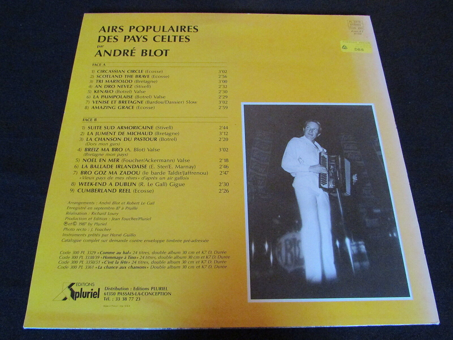 AIRS POPULAIRES DES PAYS CELTES par ANDRE BLOT 1987 LP 33T 12"