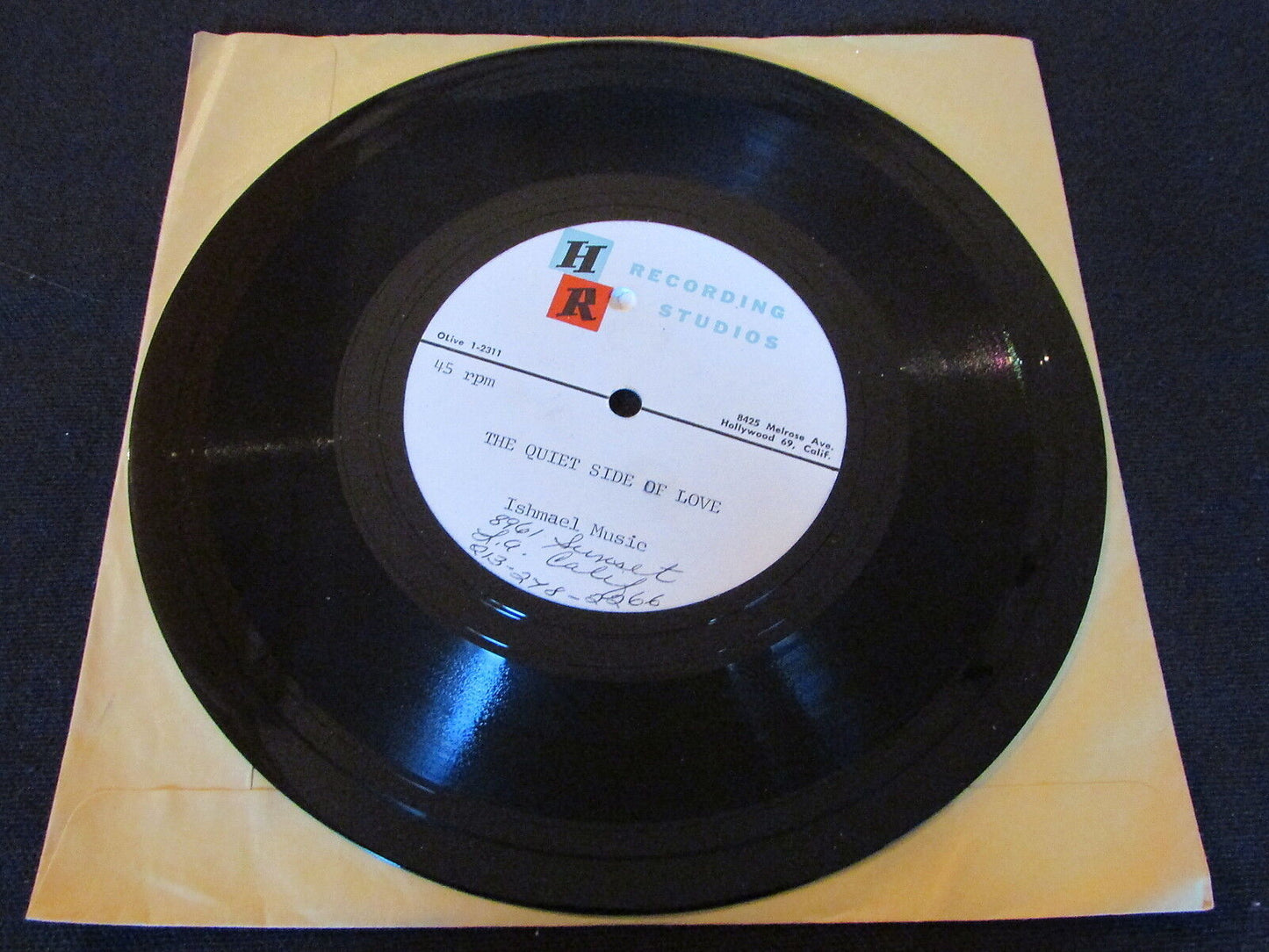 RARE ACETATE AUDIODISCS ISHMAEL MUSIC THE QUIET SIDE OF LOVE FOLK