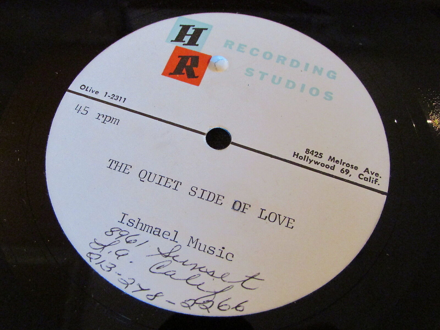 RARE ACETATE AUDIODISCS ISHMAEL MUSIC THE QUIET SIDE OF LOVE FOLK