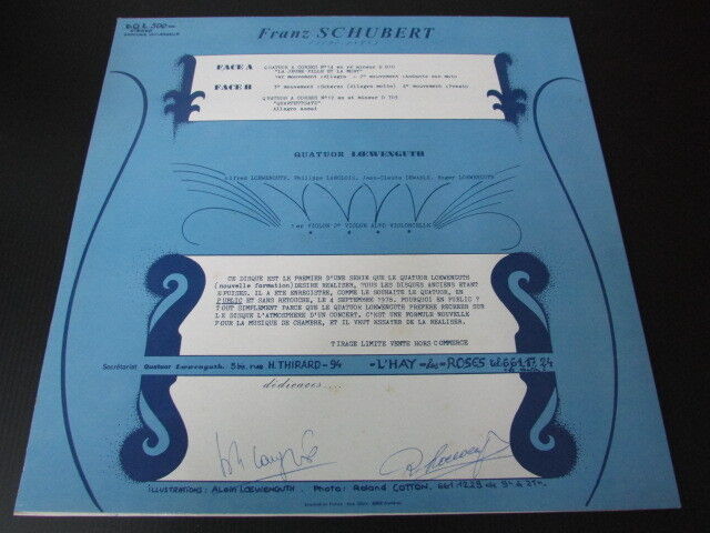 QUATUOR LOEWENGUTH SCHUBERT LP 33T 12" RARE LIMITED & SIGNED !!!