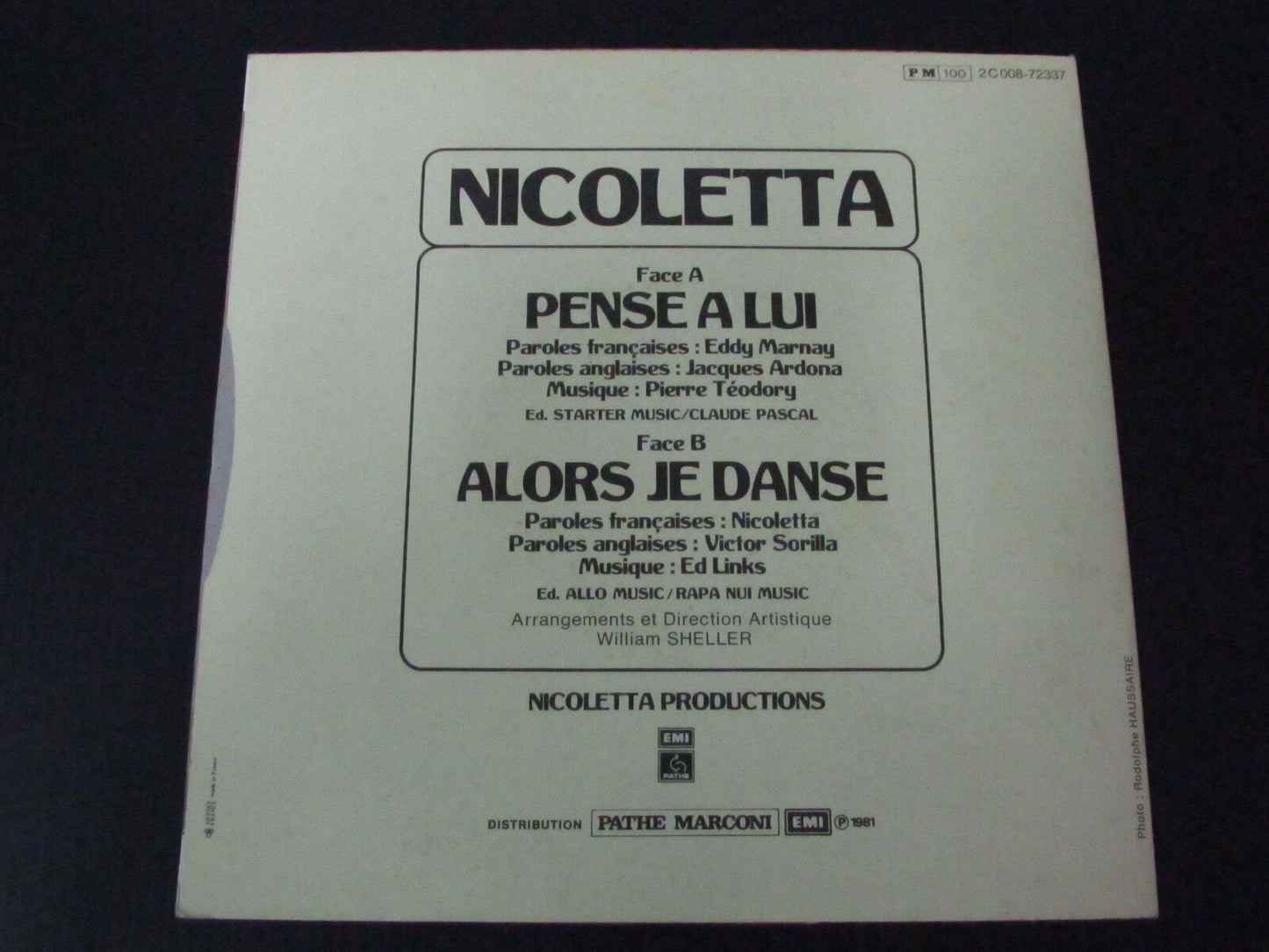 NICOLETTA SP 45T 7" PENSE A LUI 1981