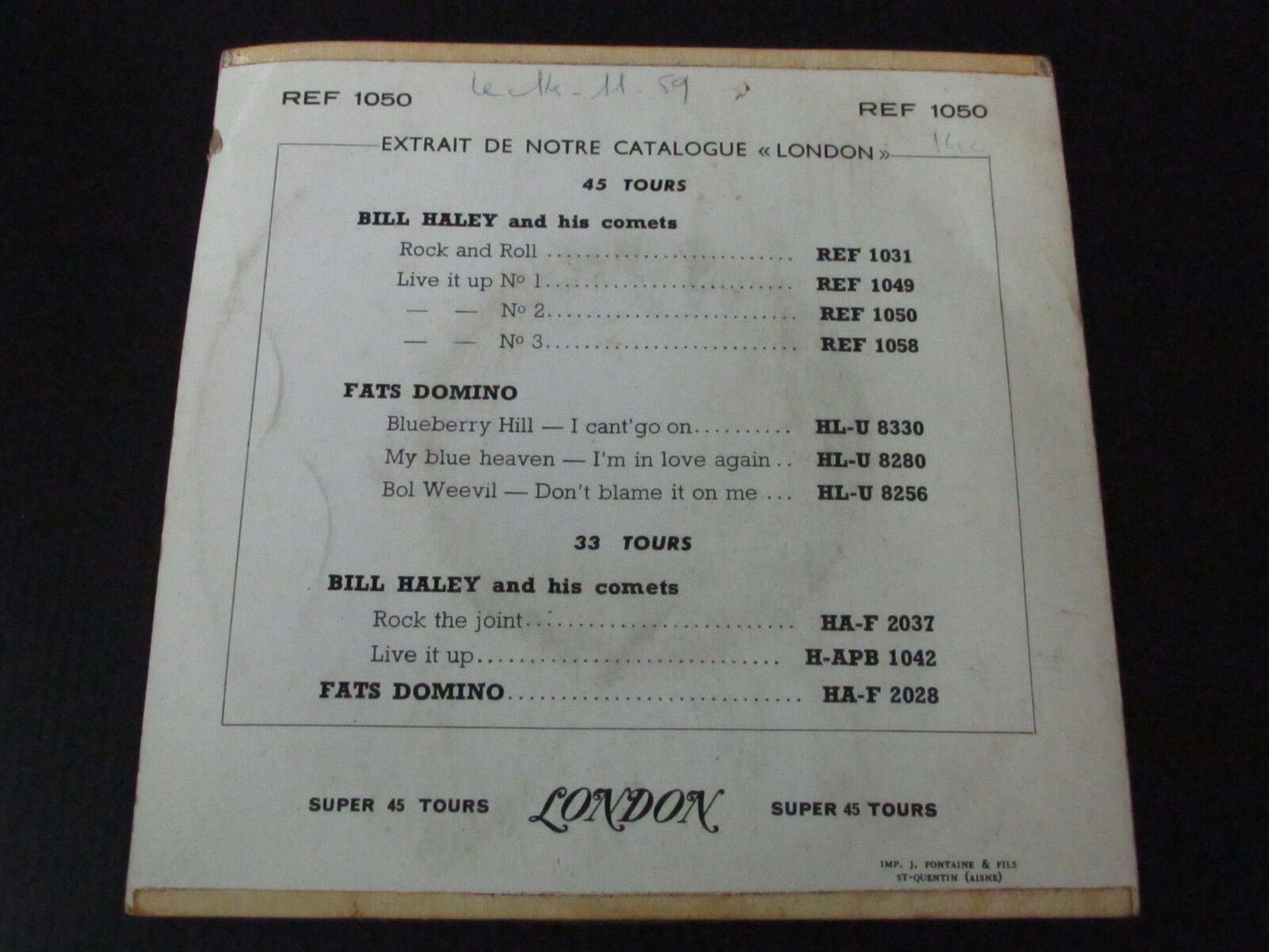 BILL HALEY AND HIS COMETS EP 45T 7" LIVE IT UP ! (Vol. 2) RARE FRENCH