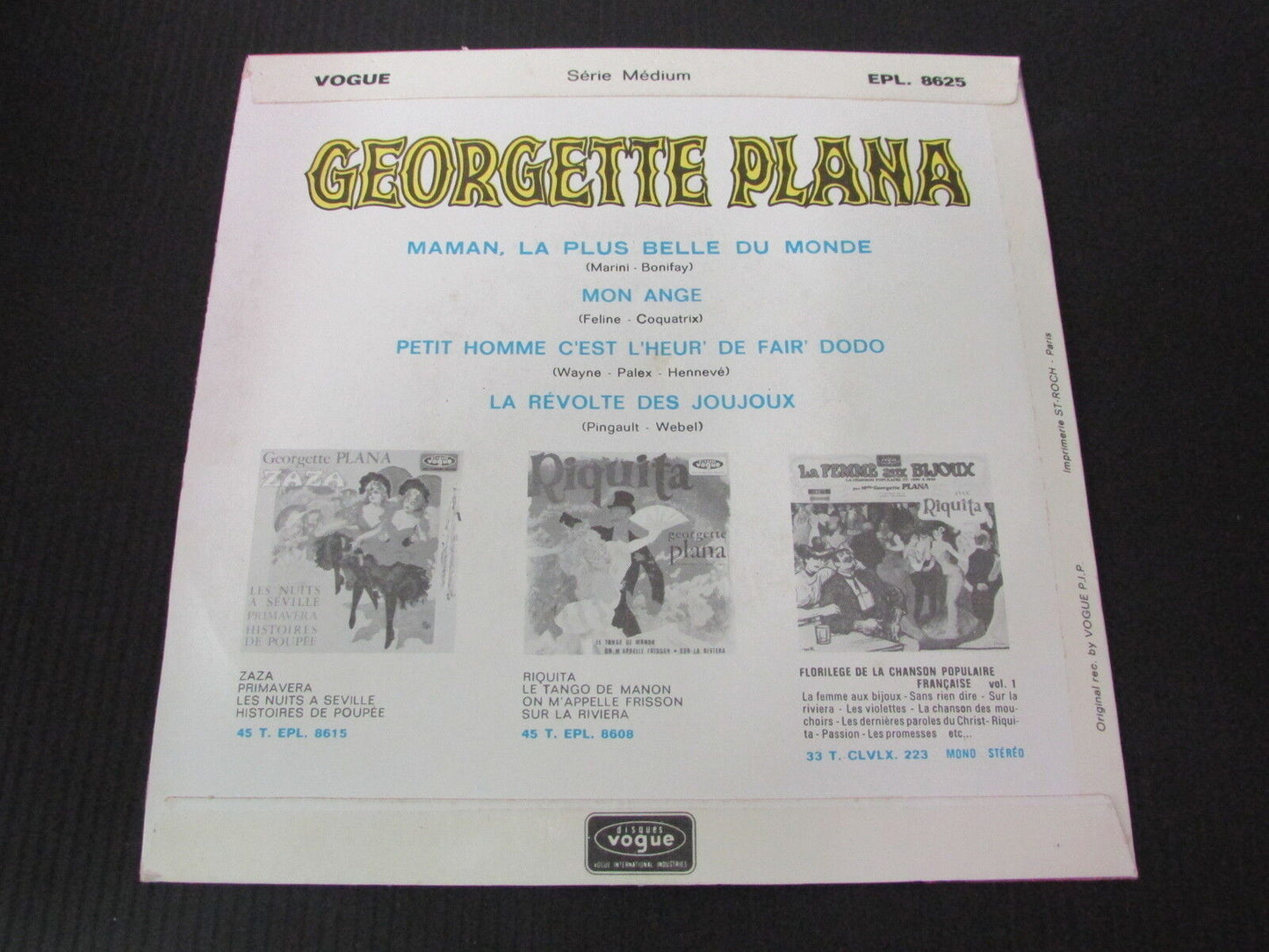 GEORGETTE PLANA EP 45T 7" MAMAN, LA PLUS BELLE DU MONDE VOGUE EPL 8625