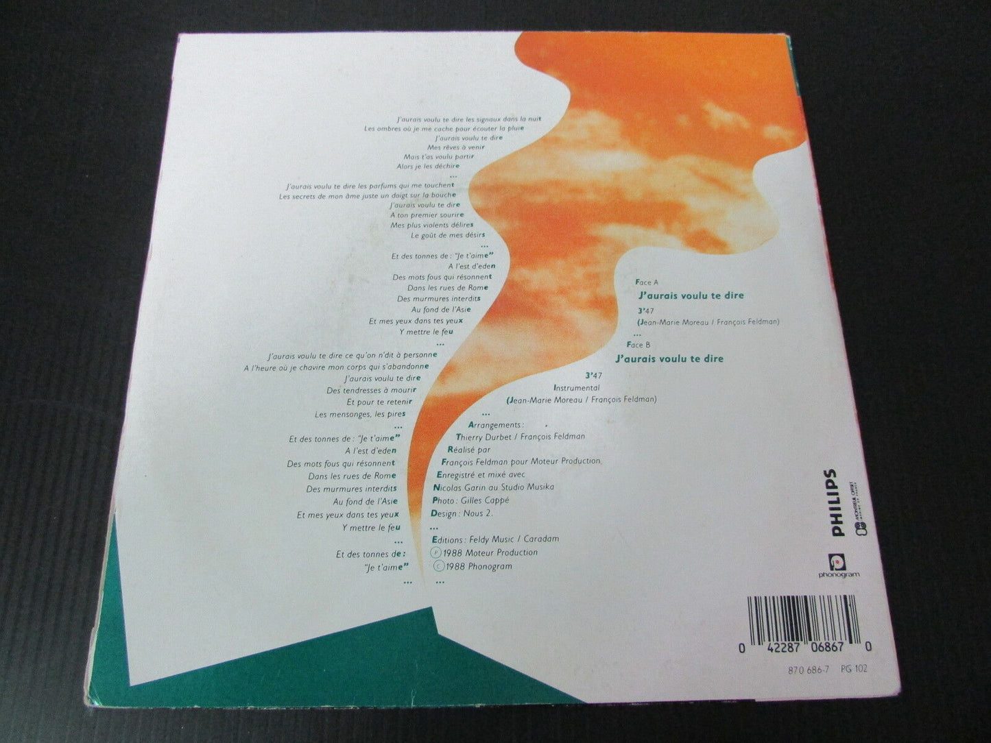 CAROLINE LEGRAND SP 45T 7" J'AURAI VOULU TE DIRE 1988