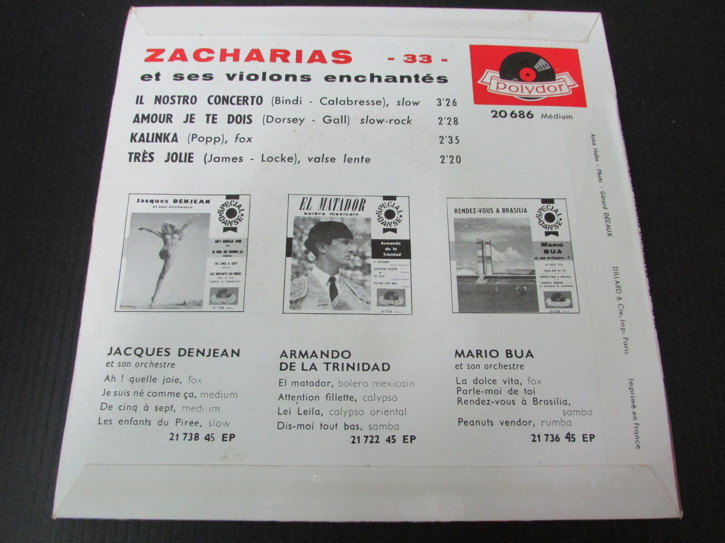 ZACHARIAS et ses violons enchantés   EP 45T 7"   IL NOSTRO CONCERTO   POLYDOR