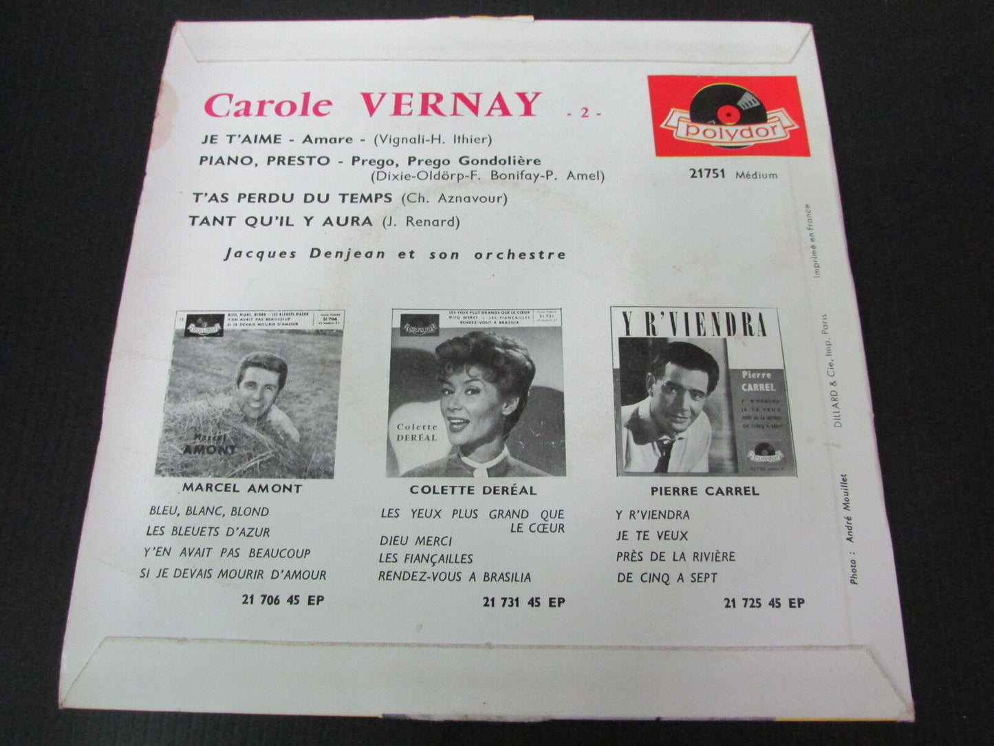 CAROLE VERNAY EP 45T 7" JE T'AIME POLYDOR 21751