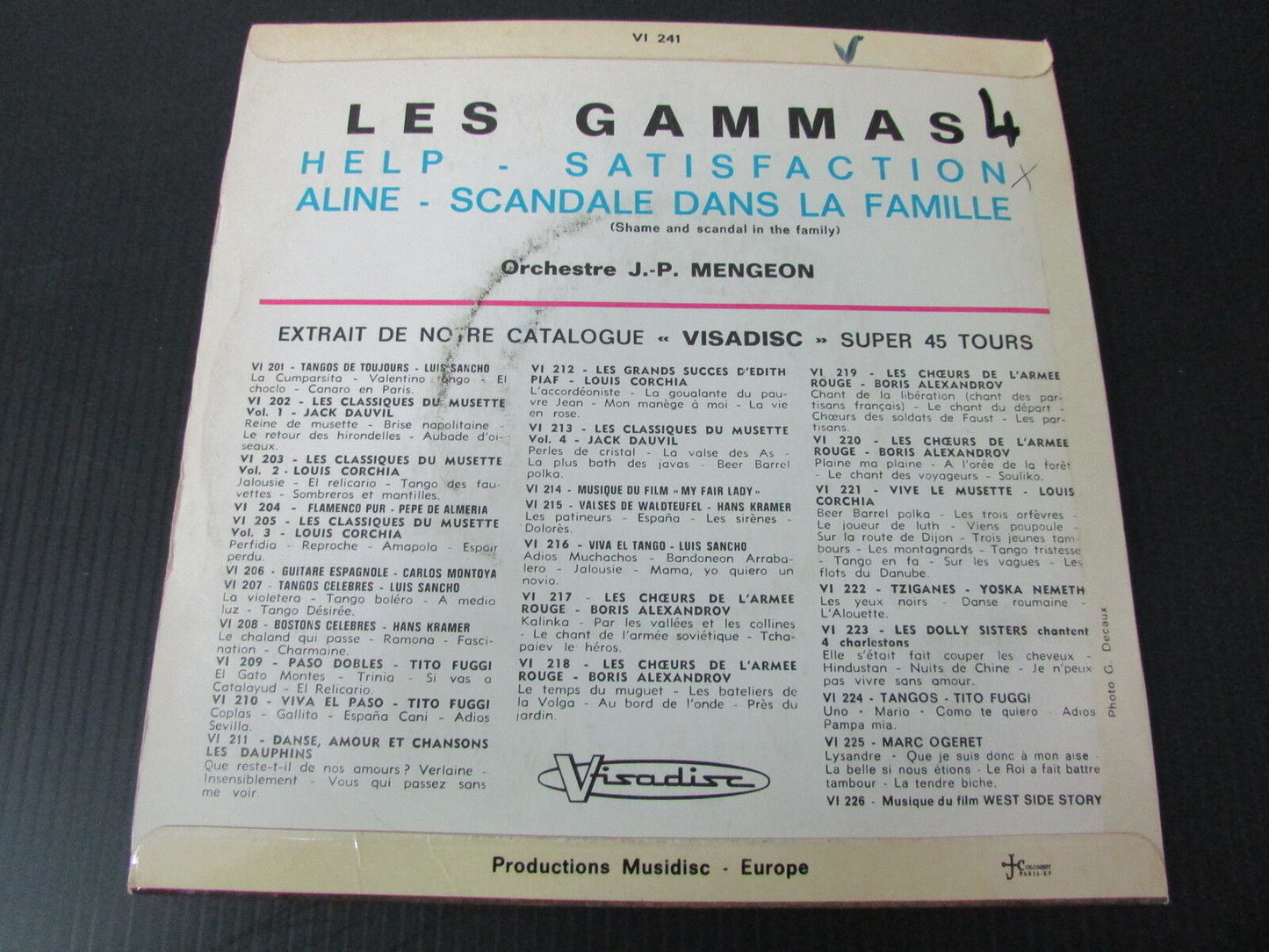 LES GAMMAS EP 45T 7" HELP +3 VISADISC 241