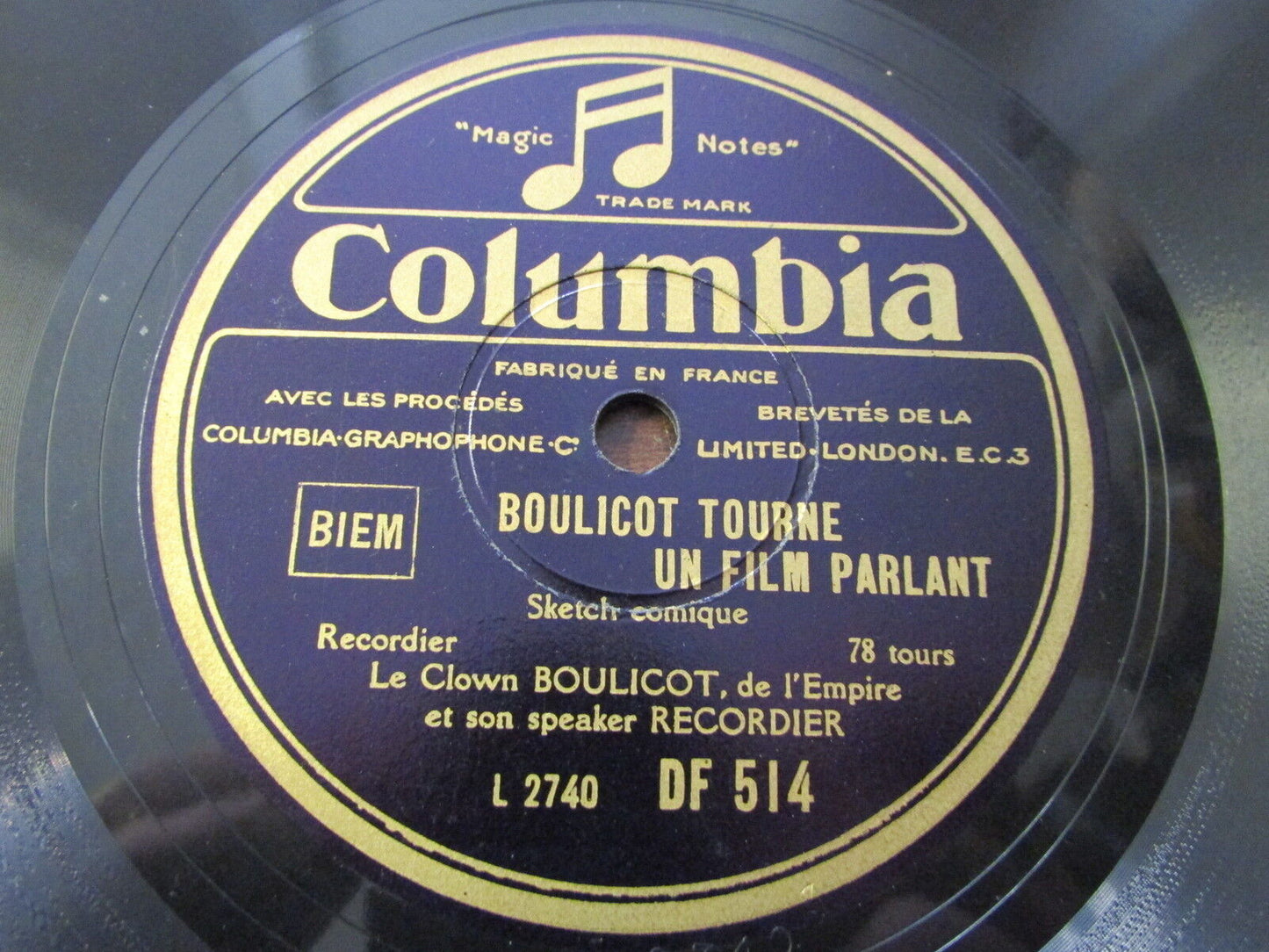 LE CLOWN BOULICOT   78T   BOULICOT TOURNE UN FILM PARLANT / JOUE HERNANI