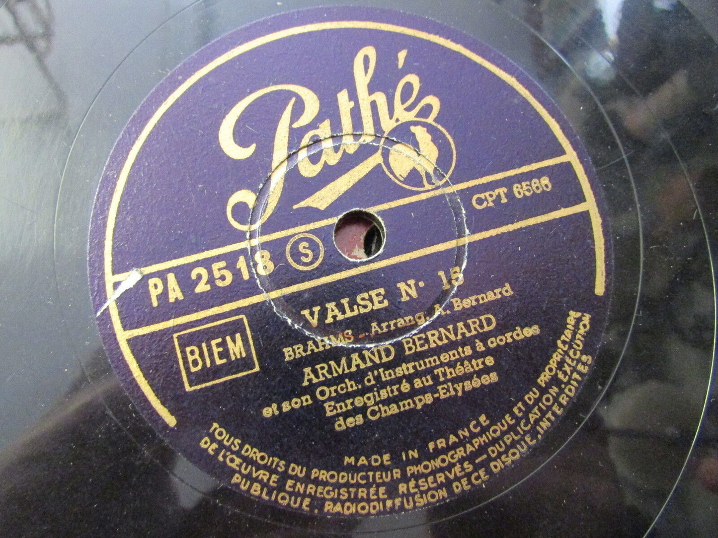 ARMAND BERNARD BRAHMS / CHOPIN 78T PATHE 2518