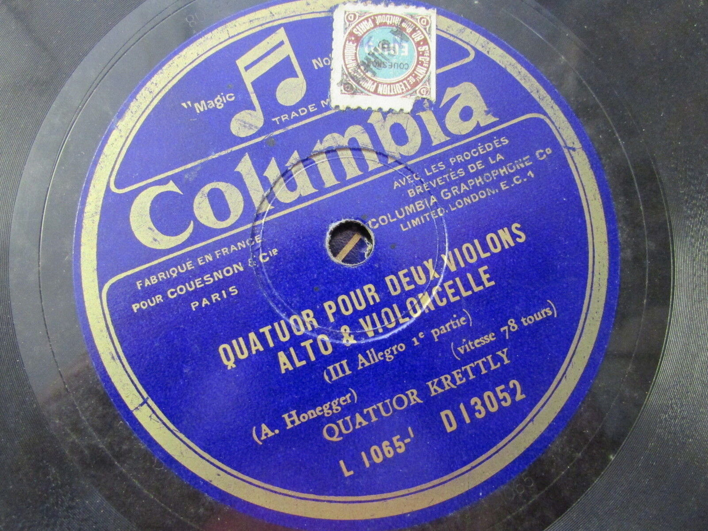 QUATUOR KRETTLY HONEGGER LOT DE 3 x 78T COLUMBIA