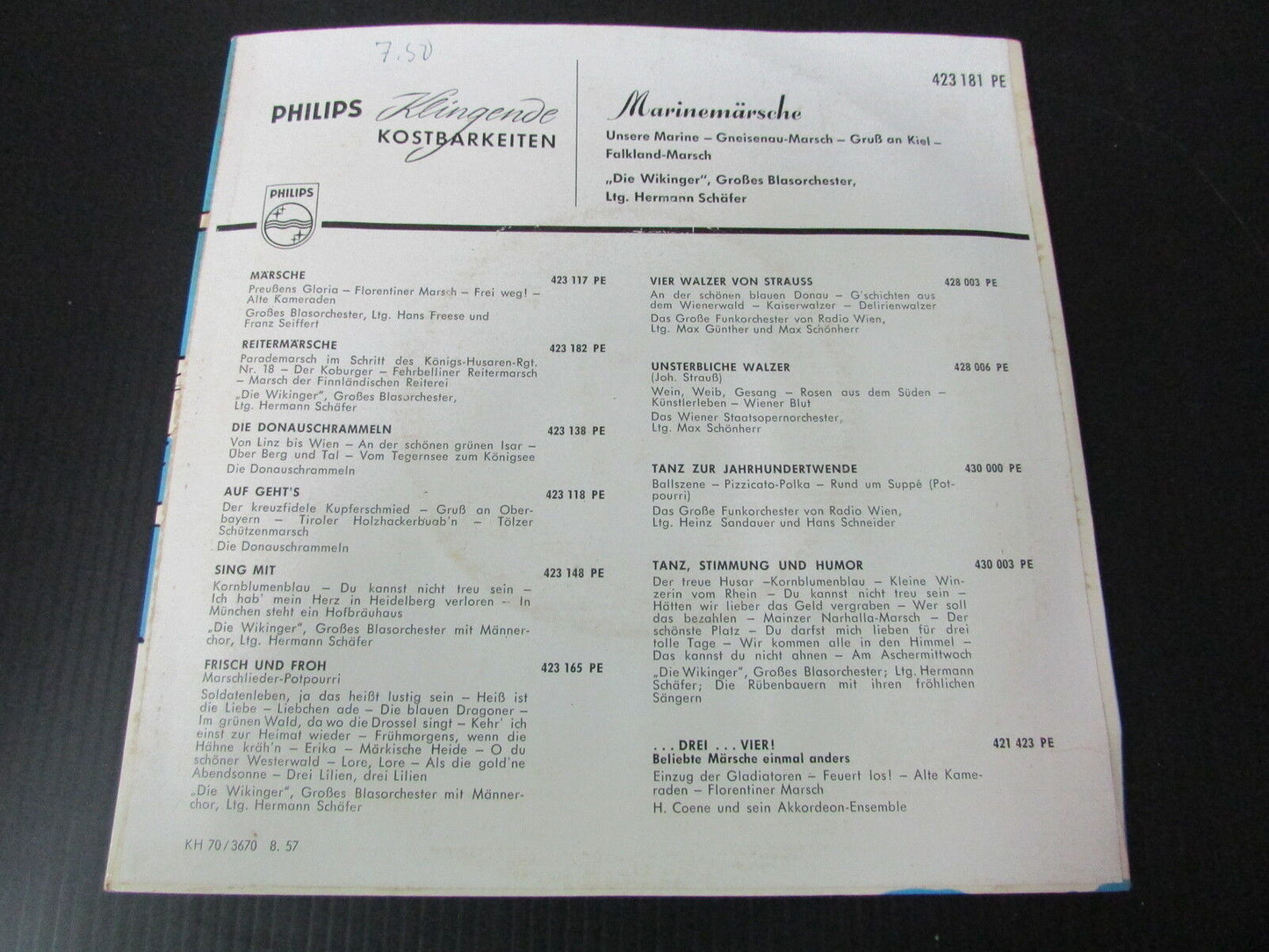MARINE MARSCHE EP 45T 7" PHILIPS MINIGROOVE 423181 PE