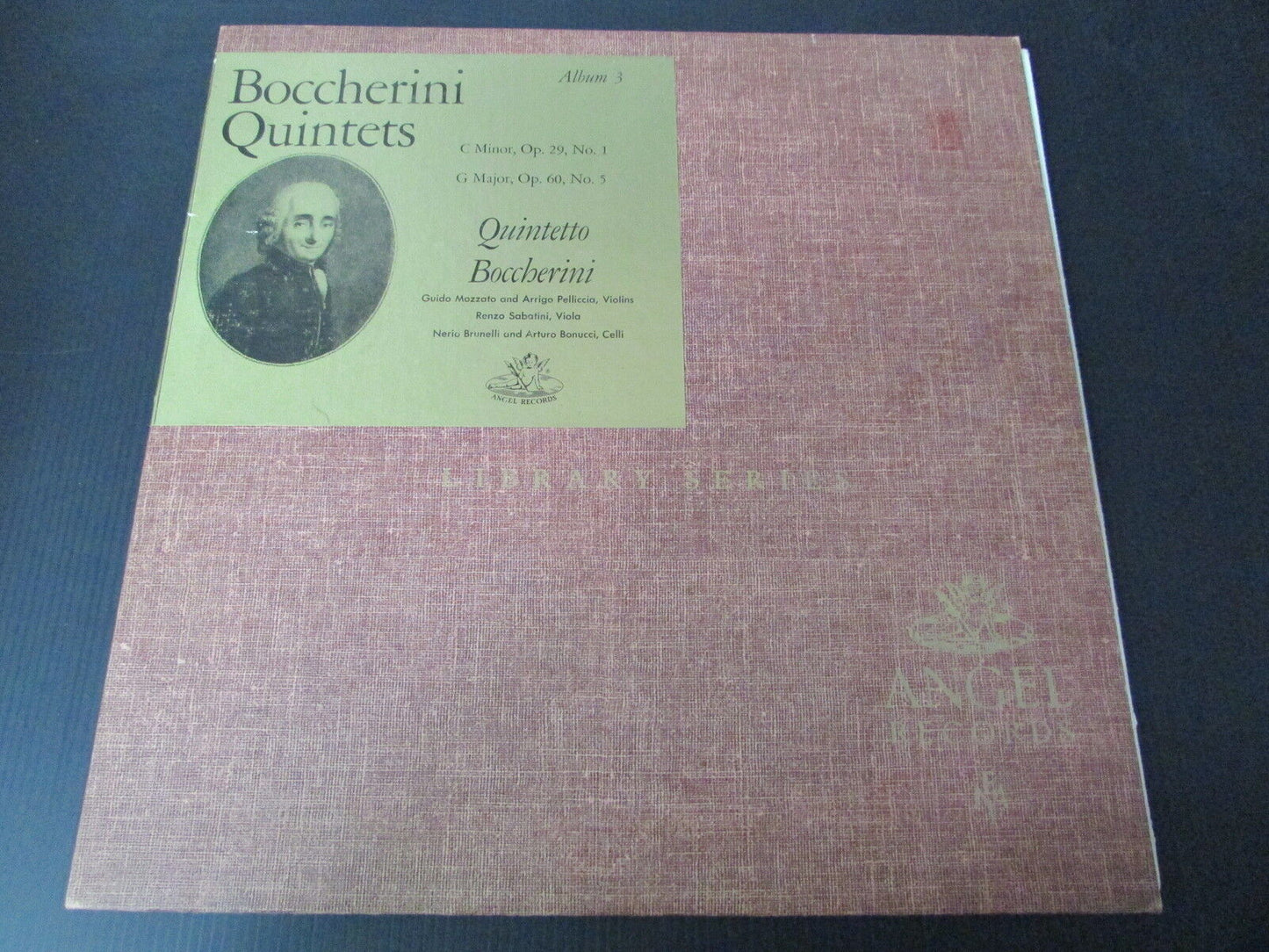 BOCCHERINI QUINTETS ALBUM 3 ANGEL RECORDS 45008 LIBRARY SERIES LP 33T 12"