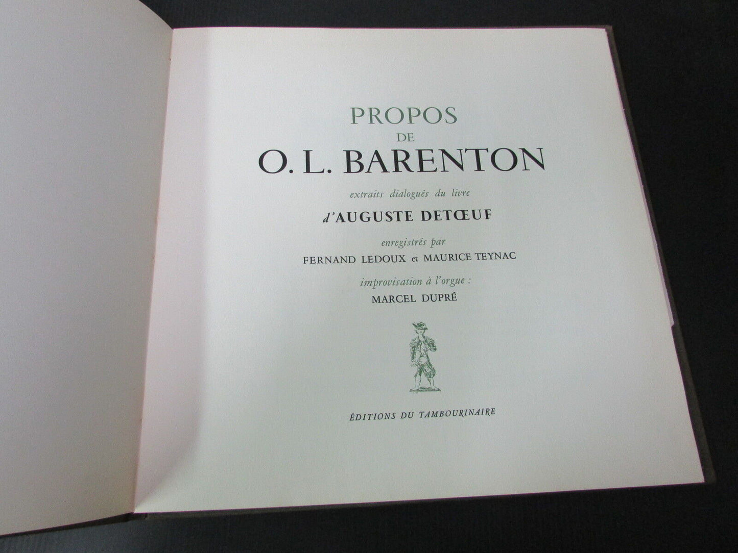 AUGUSTE DETOEUF PROPOS DE O.L. BARENTON 1960 LIMITED 2500 ex LP 33T 12"
