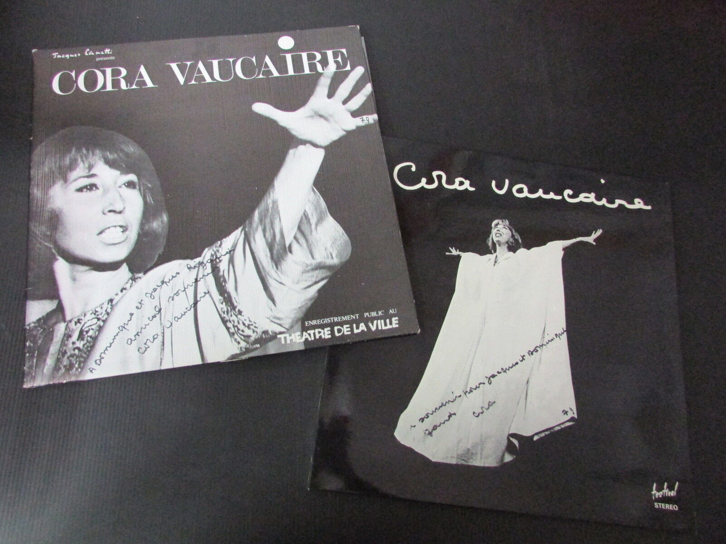 CORA VAUCAIRE LOT DE 2 LP 33T 12" DEDICACES