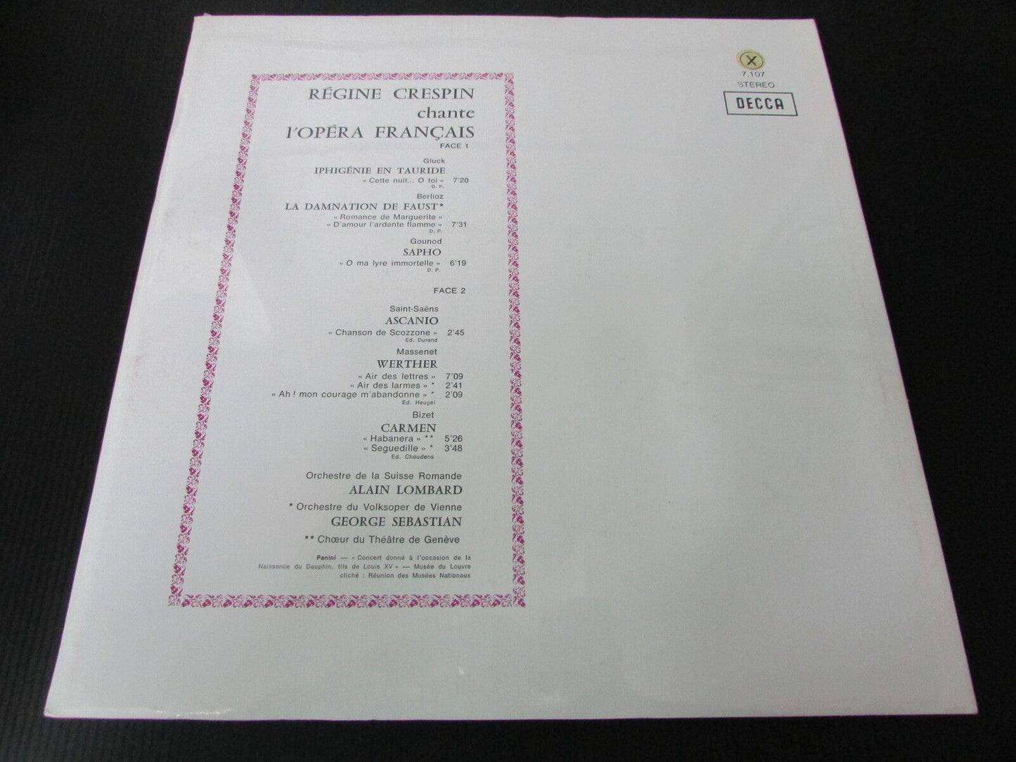 REGINE CRESPIN chante L'OPERA FRANCAIS DECCA 7107 NEUF LP 33T 12"