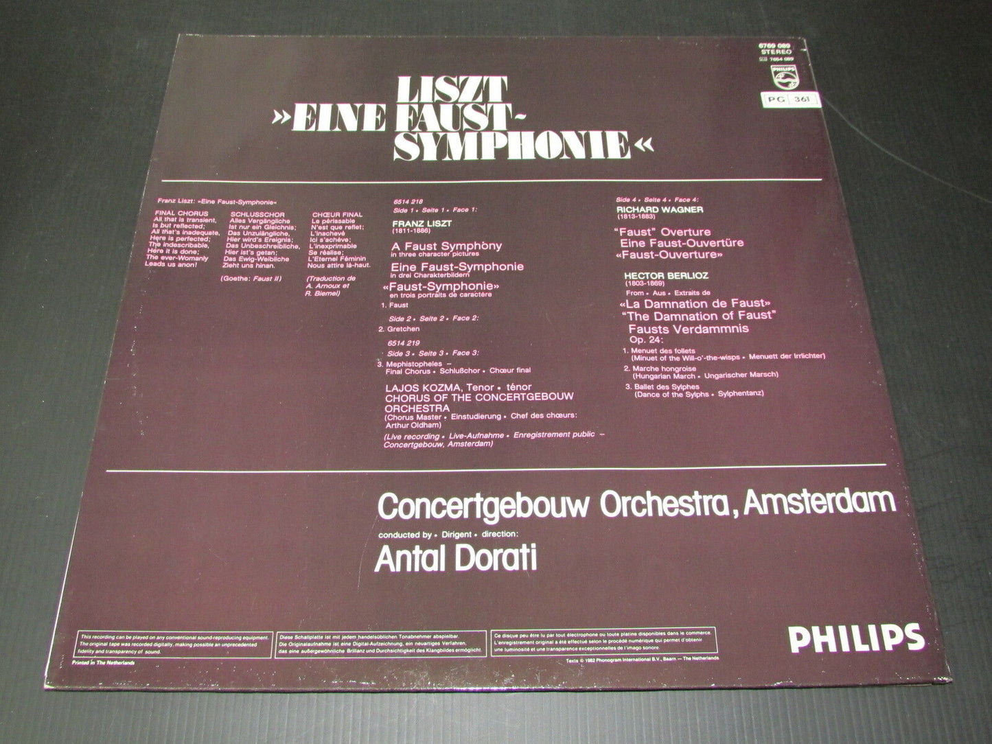 ANTAL DORATI LISZT LIVE RECORDING PHILIPS 1982 2 x LP 33T 12"
