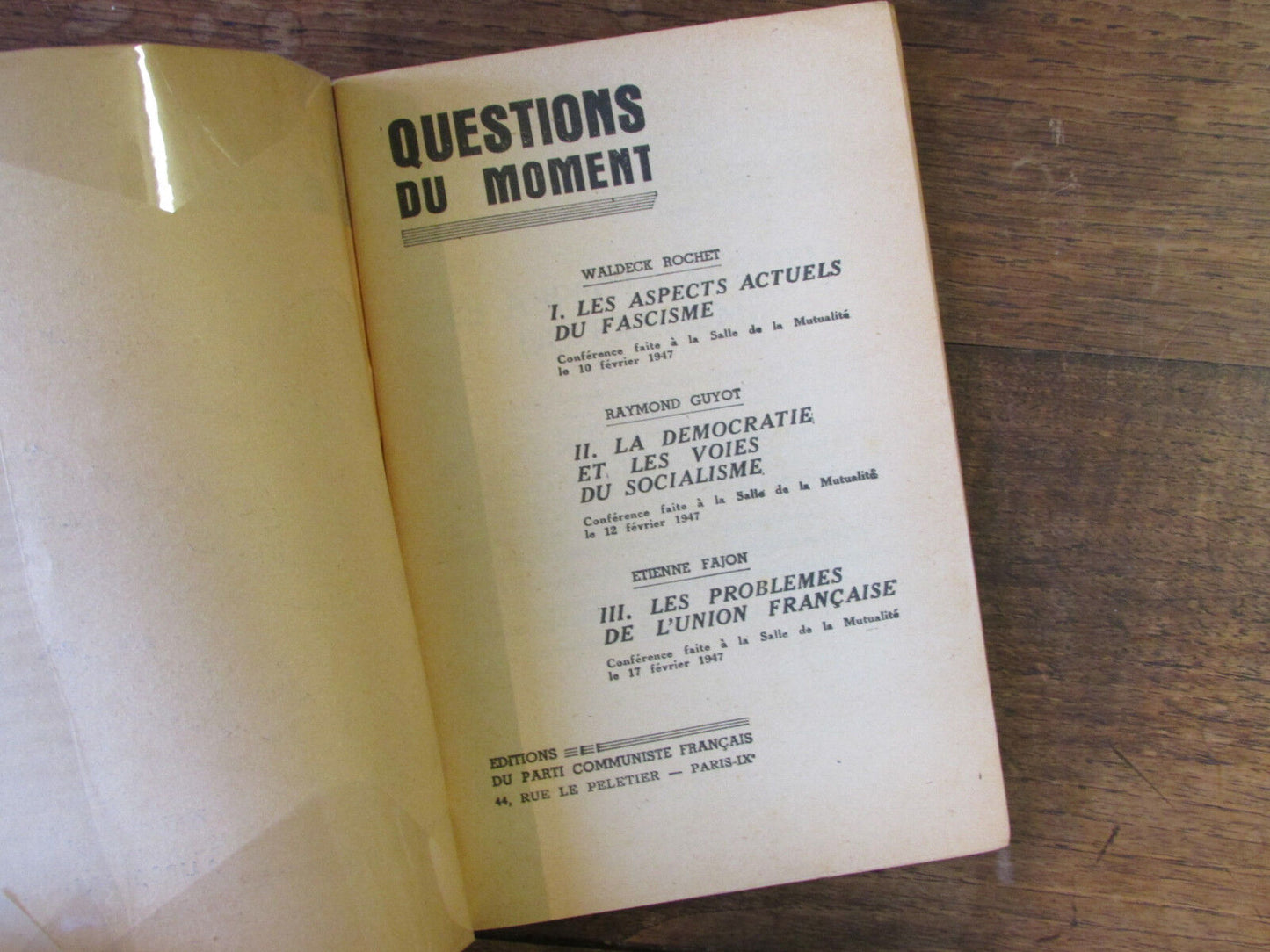 QUESTIONS DU MOMENT 3 DOCUMENTS ROCHET / GUYOT / FAJON