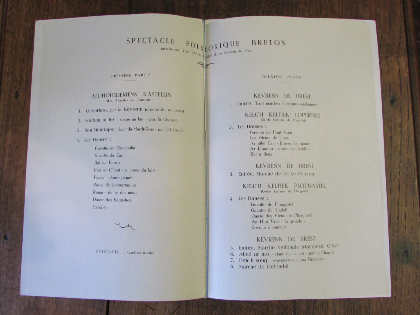 Ancien Programme Spectacle Folklorique Breton 1954 KASTELLIN / KEVRENN BREST