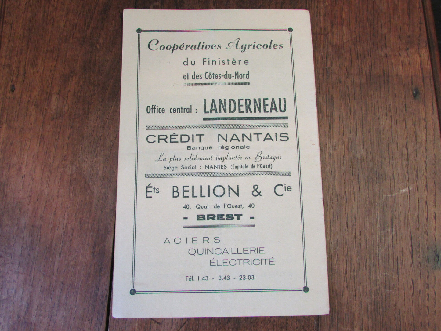 Ancien Programme 1953 GRANDES FETES DU TREGOR ET DU LEON MORLAIX