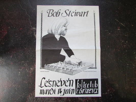 BOB STEWART CRESCENT RECORDS VINTAGE FOLK CONCERT POSTER LESNEVEN FRANCE 1970'S