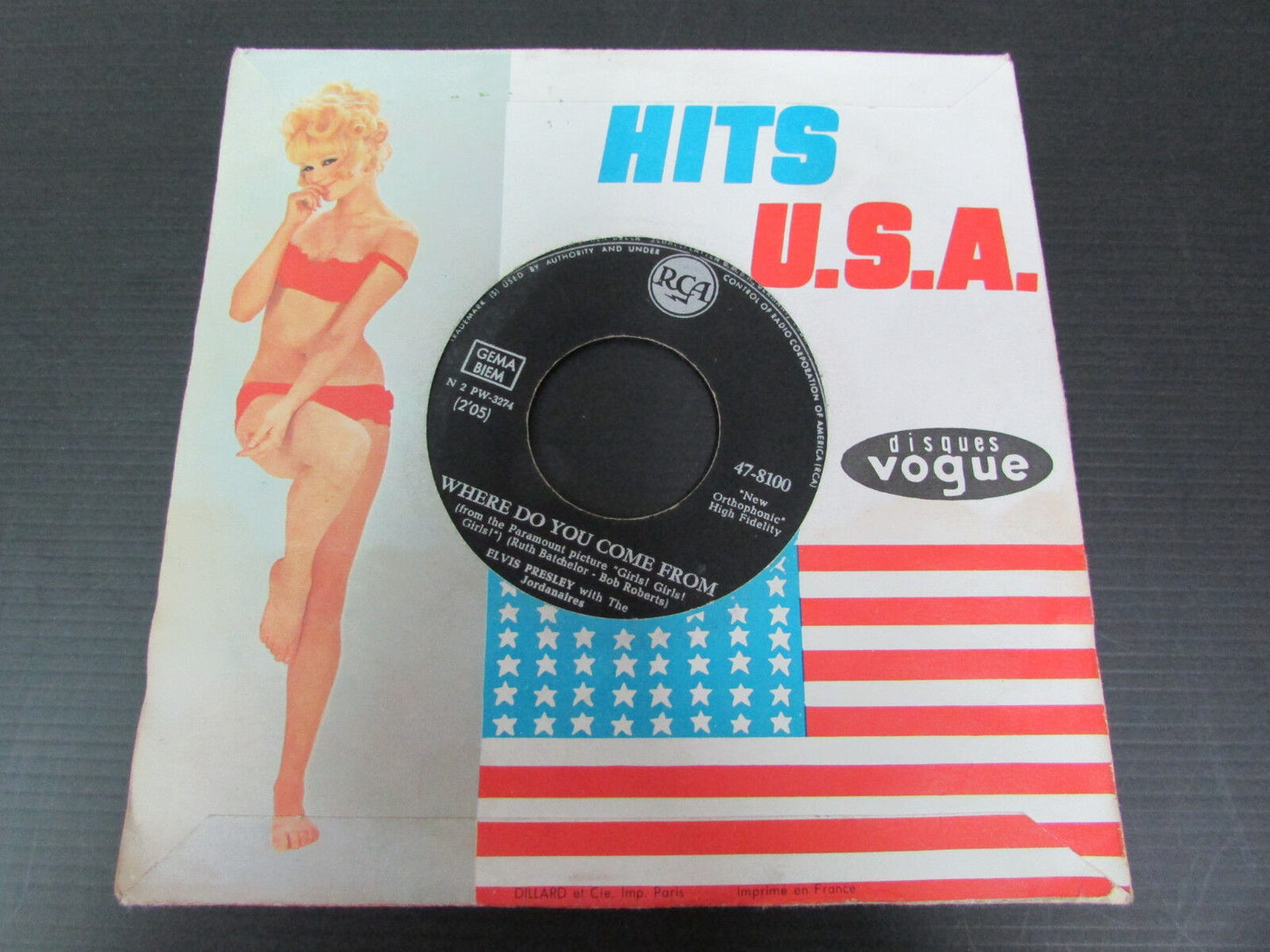 ELVIS PRESLEY with THE JORDANAIRES Return to sender 45T 7" GERMANY RCA 47-8100