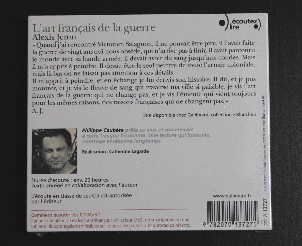 2CD Livre Audio L'ART FRANCAIS DE LA GUERRE Alexis Jenni PRIX GONCOURT 2011