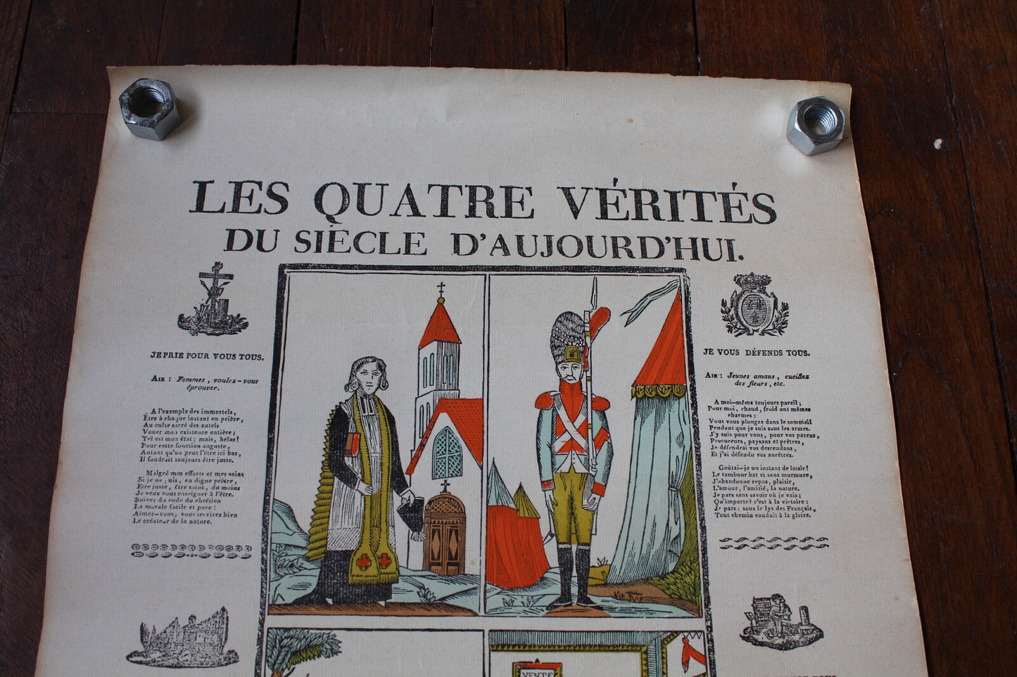 Ancienne AFFICHE "Les quatre vérités du siècle d'aujourd'hui" PELLERIN EPINAL