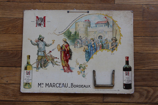 Ancien Carton Publicitaire Pub Vin Alcool MARCEAU BORDEAUX MEDOC