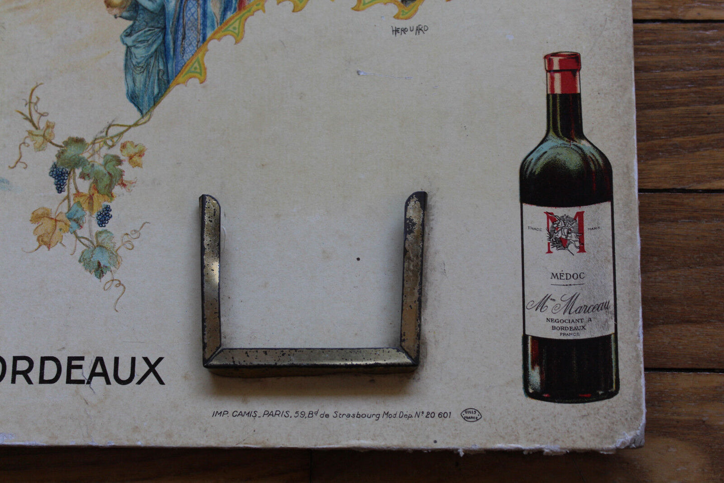 Ancien Carton Publicitaire Pub Vin Alcool MARCEAU BORDEAUX MEDOC