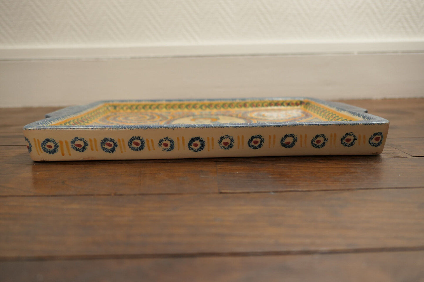 ANCIEN PLATEAU FAIENCE QUIMPER HENRIOT ANNEES 1930 BRETAGNE COIFFE FEMME