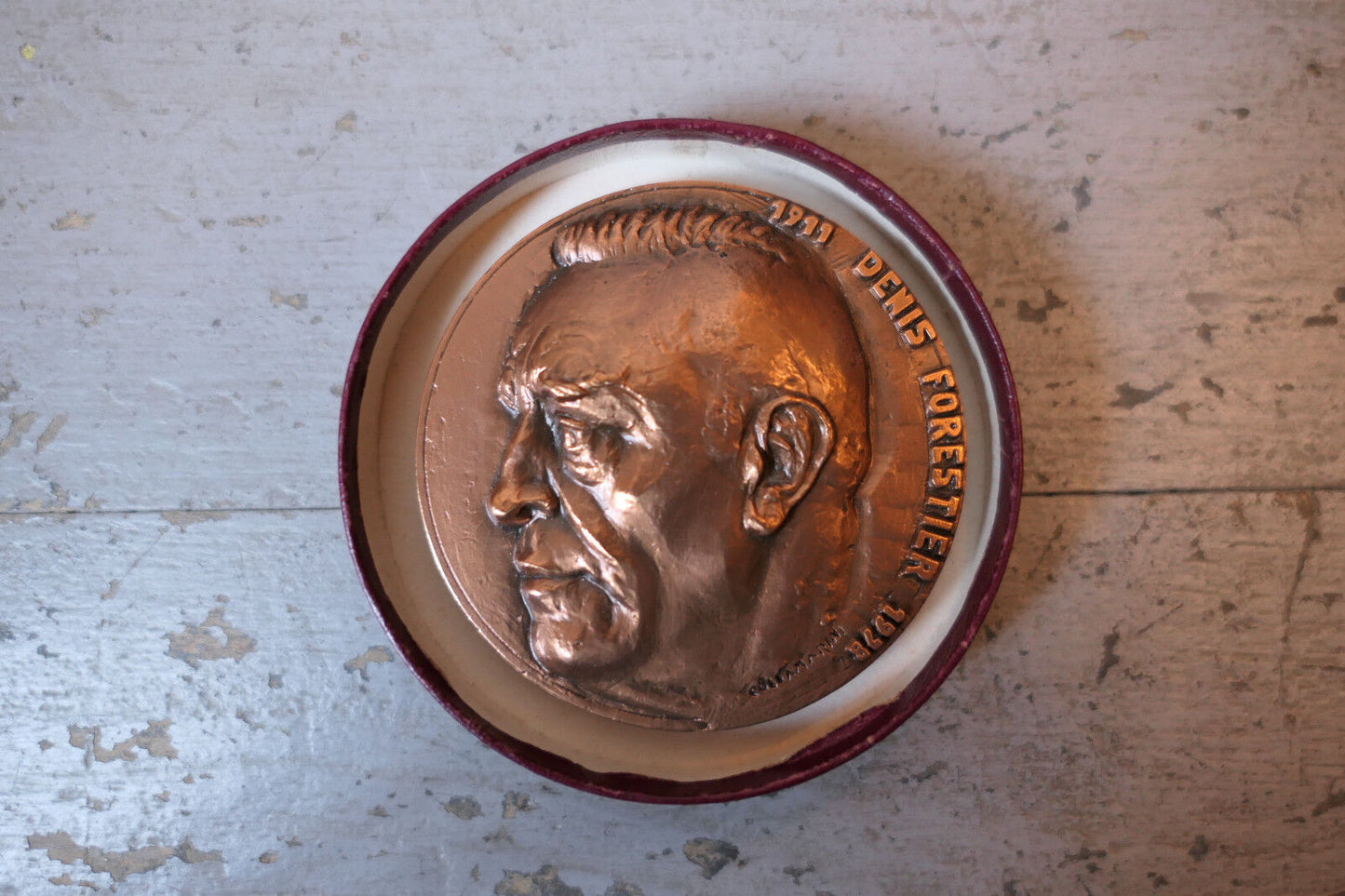 ANCIENNE MEDAILLE CUIVRE DENIS FORESTIER (1911-1978) SIGNEE COLLAMARINI 1979