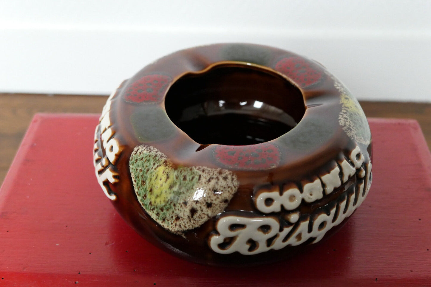 ANCIEN CENDRIER CERAMIQUE COGNAC BISQUIT